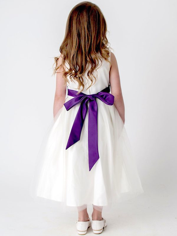 White and purple hot sale flower girl dress